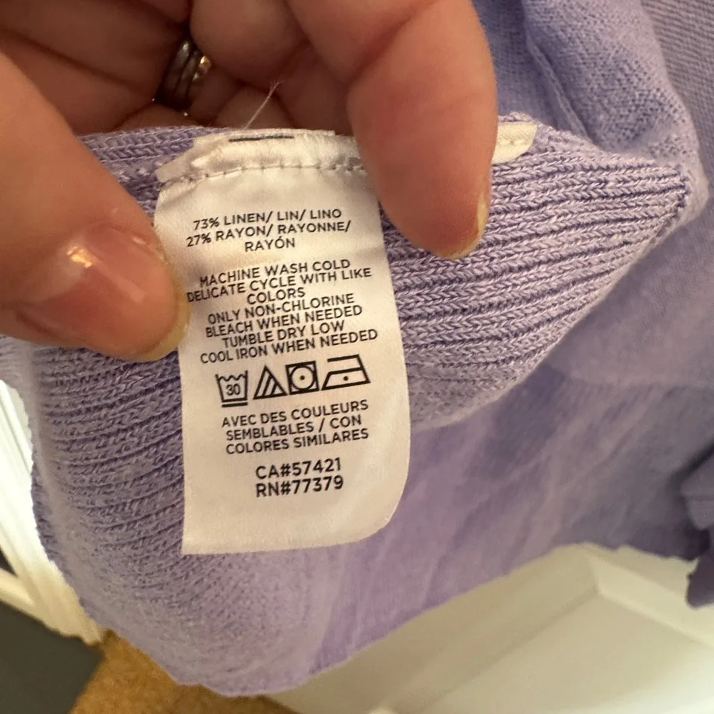 GUC - Ann Taylor - linen blend open cardigan - lilac - Large - Picture 4 of 10